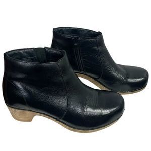 Dansko Maria Low Heeled Ankle Boots, EU size 38, US 7.5-8. Black leather bootie